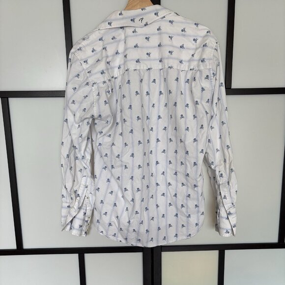 Fender White Button Down Shirt Mens Medium Rock Roll Skulls - Picture 14 of 16